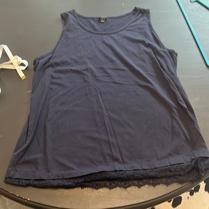 Navy, Ann Taylor tank with lace trim.